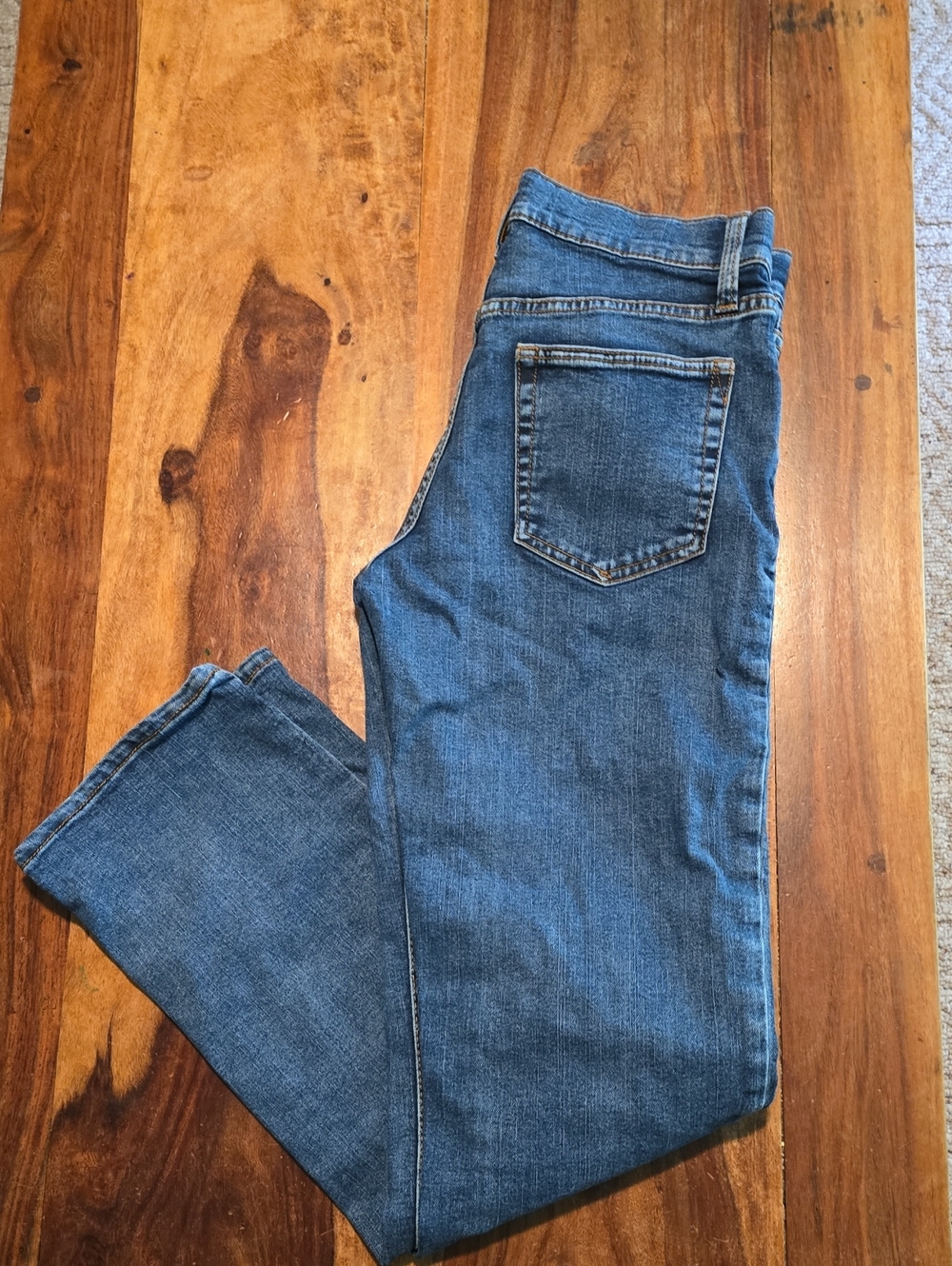 GAP Indigo Denim Stretch Straight Jeans with Orange Stitching